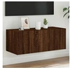 Image de Meuble TV Mural avec Lumières LED, Armoire de Télévision Suspendue, Meuble Télé Flottant, Moderne, Chêne Marron Bois 837293