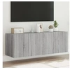 Image de Meubles TV Muraux et Lumières LED 2pcs, Armoires de Télévision Suspendues avec Rangement, Meubles Télé Flottants 837313