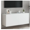 Image de Meuble TV Mural avec Lumières LED, Armoire de Télévision Suspendue avec Rangement, Meuble Télé Flottant, Moderne, Blanc Bois d'Ingénierie 837323
