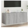Image de Meuble TV Mural avec Lumières LED, Armoire de Télévision Suspendue avec Rangement, Meuble Télé Flottant, Moderne, Sonoma Gris Bois d'Ingénierie