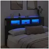 Image de Tête de lit à LED noir 180x18,5x103,5 cm bois d ingénierie