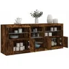 Image de Buffet avec lumières LED chêne fumé 162x37x67 cm