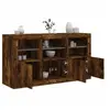 Image de Buffet avec lumières LED chêne fumé 123x37x67 cm