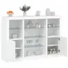 Image de Buffets avec lumières LED 3 pcs blanc bois d'ingénierie, meuble buffet, meuble de rangement de cuisine, meuble de 3209128