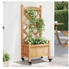 Image de Jardinière avec treillis et roues marron bois massif de sapin 3207644