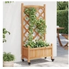 Image de Jardinière avec treillis et roues marron bois massif de sapin 3207647