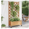 Image de Jardinière avec Treillis et Roues, Lit Surélevé, Bac à Fleurs, Pot de Plantes, Boîte à Fleurs Jardin Patio, Marron 3207650