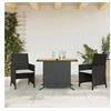 Image de Ensemble de Bistro avec Coussins 3 pcs, Chaises et Table de Patio, Meubles de Terrasse Arrière-cour Extérieur, Noir 365124