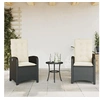 Image de Chaises inclinables de jardin lot de 2 et coussins noir rotin 365168