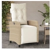 Image de Chaise inclinable de jardin et repose-pied beige résine tressée 365236
