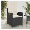 Image de Chaise inclinable de jardin avec coussins noir résine tressée 365256