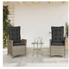Image de Chaises inclinables de jardin lot de 2 et coussins gris rotin 365267