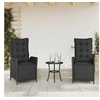 Image de Chaises inclinables de jardin lot de 2 repose-pied noir rotin 365289
