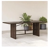 Image de Table de Jardin avec Dessus en Verre, Table de Patio Rectangulaire, Meuble d'Extérieur Terrasse, Moderne, Marron 365305