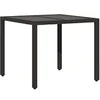 Image de Table de jardin dessus en verre Noir 90x90x75 cm Résine tressée