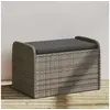 Image de Banc de rangement avec coussin gris 80x51x52 cm résine tressée