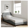 Image de Cadre de Lit avec Tête de Lit, Lit Rembourré avec Sommier à Lattes, Lit Simple avec Pied, Lit Adulte de Chambre, Gris 373065