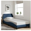 Image de Cadre de Lit avec Tête de Lit, Lit Rembourré avec Sommier à Lattes, Lit Simple avec Pied, Lit Adulte de Chambre, Bleu 373091
