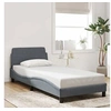 Image de Cadre de Lit avec Tête de Lit, Lit Rembourré avec Sommier à Lattes, Lit Simple avec Pied, Lit Adulte de Chambre, Gris 373093