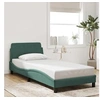Image de Cadre de Lit avec Tête de Lit, Lit Rembourré avec Sommier à Lattes, Lit Simple avec Pied, Lit Adulte de Chambre, Vert 373095