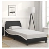 Image de Cadre de Lit avec Tête de Lit, Lit Rembourré avec Sommier à Lattes, Lit Simple avec Pied Chambre, Noir et Blanc 373103