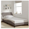 Image de Cadre de Lit avec Tête de Lit, Lit Rembourré avec Sommier à Lattes, Lit Simple avec Pied Chambre à Coucher, Taupe 373129