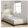 Image de Cadre de Lit avec Tête de Lit, Lit Rembourré avec Sommier à Lattes, Lit Simple avec Pied Chambre à Coucher, Crème 373130