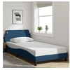 Image de Cadre de Lit avec Tête de Lit, Lit Rembourré avec Sommier à Lattes, Lit Simple avec Pied Chambre à Coucher, Bleu 100 373131