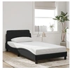 Image de Cadre de Lit avec Tête de Lit, Lit Rembourré avec Sommier à Lattes, Lit Simple avec Pied Chambre à Coucher, Noir 373134