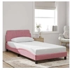 Image de Cadre de Lit avec Tête de Lit, Lit Rembourré avec Sommier à Lattes, Lit Simple avec Pied Chambre à Coucher, Rose 373137