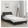 Image de Cadre de Lit et Tête de Lit, Lit Rembourré avec Sommier à Lattes, Lit Simple avec Pied Chambre, Noir et Blanc 100x200 373143