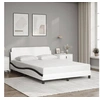 Image de Cadre de Lit et Tête de Lit, Lit Rembourré avec Sommier à Lattes, Lit Double avec Pied Chambre, Blanc et Noir 120x200 373164