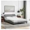 Image de Cadre de Lit avec Tête de Lit, Lit Rembourré avec Sommier à Lattes, Lit Double avec Pied Chambre à Coucher, Gris 373165