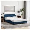Image de Cadre de Lit avec Tête de Lit, Lit Rembourré avec Sommier à Lattes, Lit Double avec Pied Chambre à Coucher, Bleu 373171