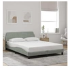 Image de Cadre de Lit avec Tête de Lit, Lit Rembourré avec Sommier à Lattes, Lit Double avec Pied Chambre à Coucher, Gris 373172