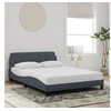 Image de Cadre de Lit avec Tête de Lit, Lit Rembourré avec Sommier à Lattes, Lit Double avec Pied Chambre à Coucher, Gris 373173