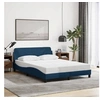 Image de Cadre de Lit avec Tête de Lit, Lit Rembourré avec Sommier à Lattes, Lit Double avec Pied Chambre à Coucher, Bleu 140 373191