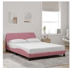 Image de Cadre de Lit avec Tête de Lit, Lit Rembourré avec Sommier à Lattes, Lit Double avec Pied Chambre à Coucher, Rose 373197