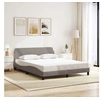 Image de Cadre de Lit avec Tête de Lit, Lit Rembourré avec Sommier à Lattes, Lit Double avec Pied Chambre à Coucher, Taupe 373209