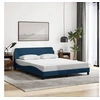 Image de Cadre de Lit avec Tête de Lit, Lit Rembourré avec Sommier à Lattes, Lit Double avec Pied Chambre à Coucher, Bleu 373211