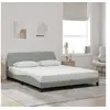 Image de Cadre de lit sans matelas gris clair 160x200 cm velours