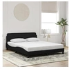 Image de Cadre de Lit avec Tête de Lit, Lit Rembourré avec Sommier à Lattes, Lit Double avec Pied Chambre à Coucher, Noir 373214
