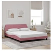 Image de Cadre de Lit avec Tête de Lit, Lit Rembourré avec Sommier à Lattes, Lit Double avec Pied Chambre à Coucher, Rose 373217