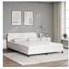 Image de Cadre de Lit avec Tête de Lit, Lit Rembourré avec Sommier à Lattes, Lit Double avec Pied Chambre à Coucher, Blanc 373219