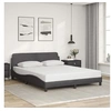 Image de Cadre de Lit avec Tête de Lit, Lit Rembourré avec Sommier à Lattes, Lit Double avec Pied Chambre à Coucher, Gris 373221
