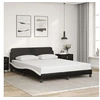 Image de Cadre de Lit et Tête de Lit, Lit Rembourré avec Sommier à Lattes, Lit Double avec Pied Chambre à Coucher, Noir et 373223