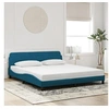 Image de Cadre de Lit avec Tête de Lit, Lit Rembourré avec Sommier à Lattes, Lit Double avec Pied Chambre à Coucher, Bleu 373236