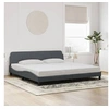 Image de Cadre de Lit sans Matelas, Lit Rembourré avec Sommier à Lattes, Lit Double avec Pied Chambre à Coucher, Gris Foncé 373253