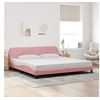 Image de Cadre de Lit sans Matelas, Lit Rembourré avec Sommier à Lattes, Lit Double avec Pied Chambre à Coucher, Rose 200x200 373257