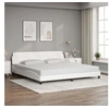 Image de Cadre de Lit sans Matelas, Lit Rembourré avec Sommier à Lattes, Lit Double avec Pied Chambre à Coucher, Blanc 200x200 373259